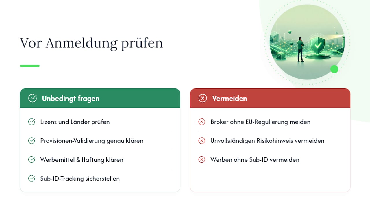 Fünf Prüfbereiche vor der Broker-Anmeldung