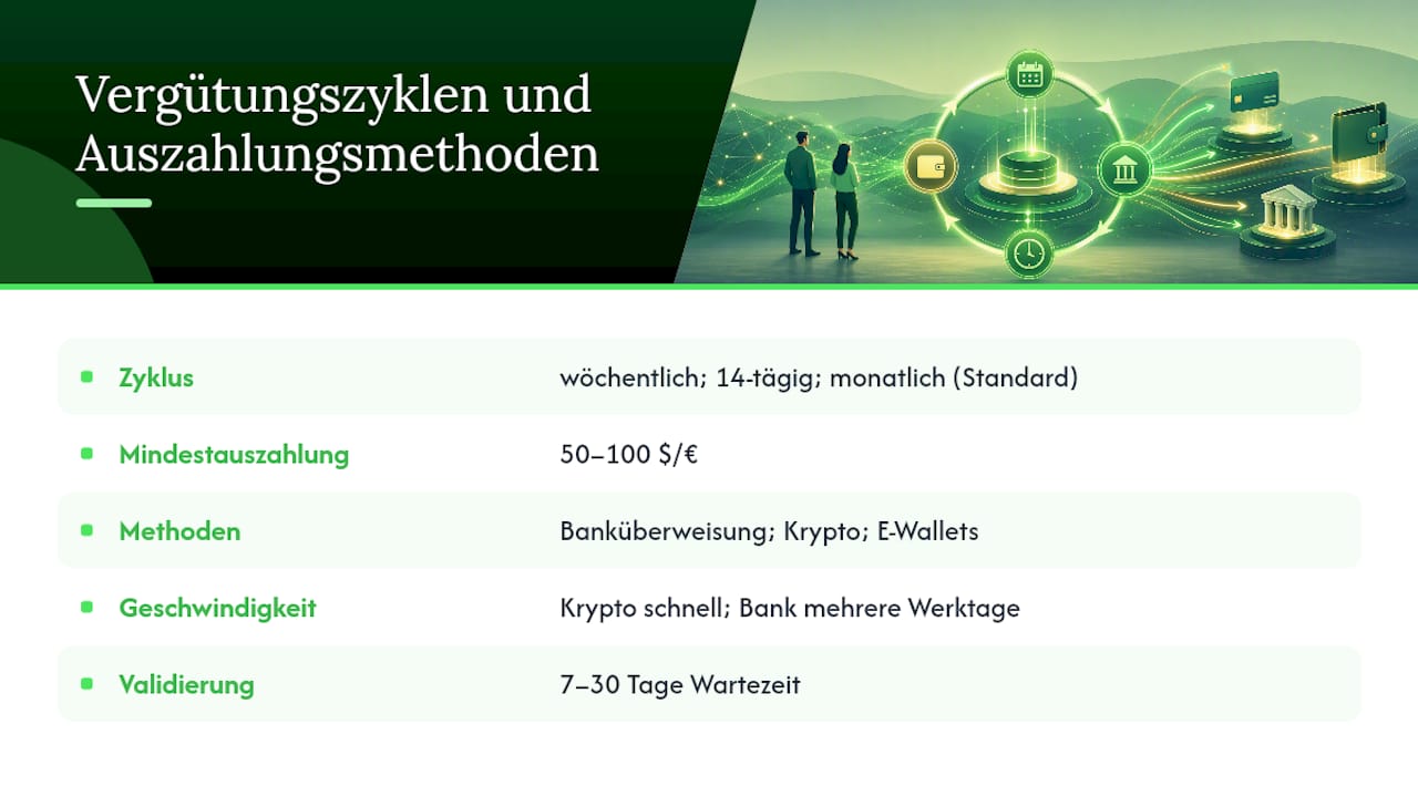 Vergütungszyklen und Auszahlungsmethoden im Überblick — overview diagram