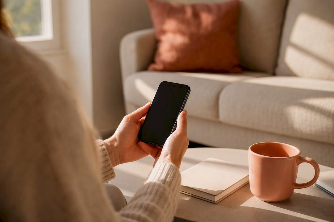 Hands holding smartphone indicating engagement