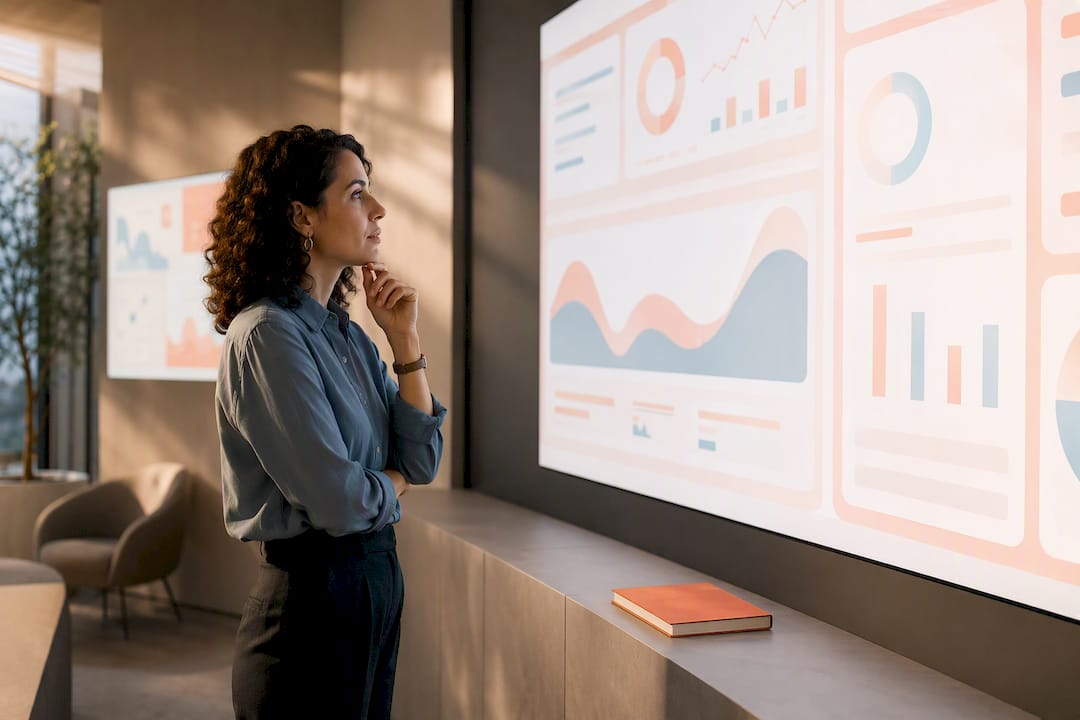 Analyst reviewing influencer campaign dashboard