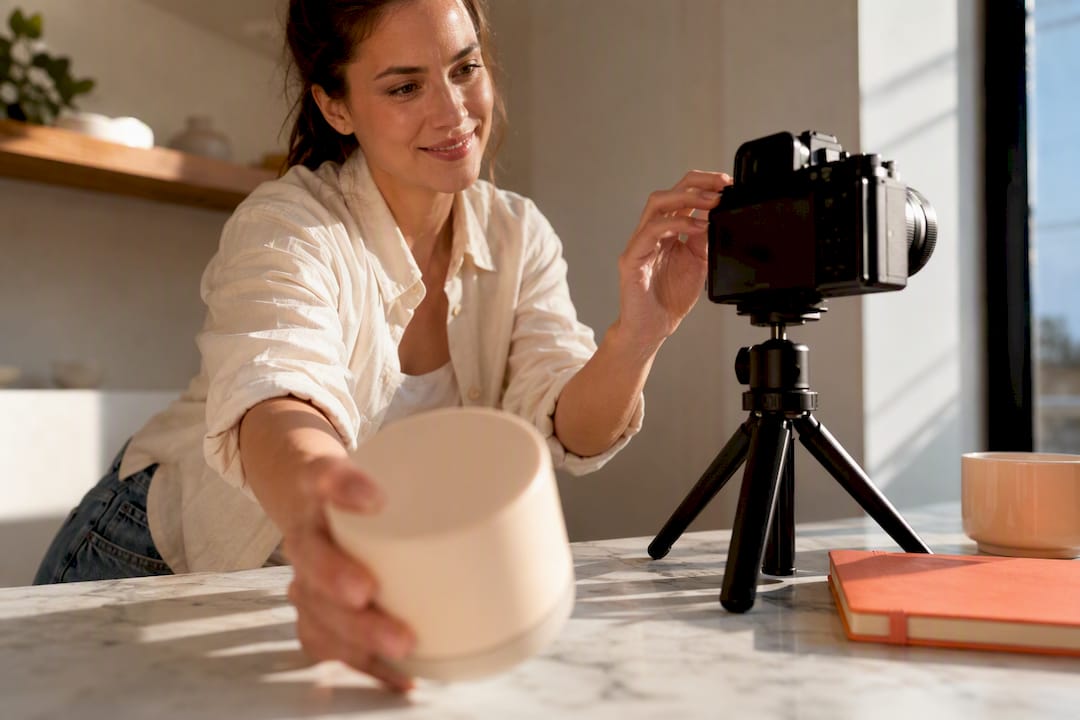 Micro-influencer recording product review
