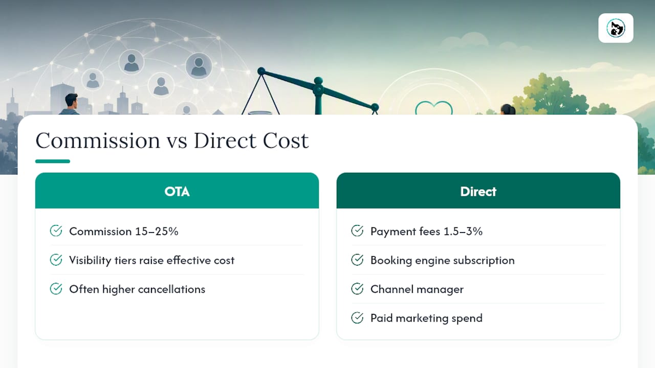 Comparison of marketplace and direct booking costs