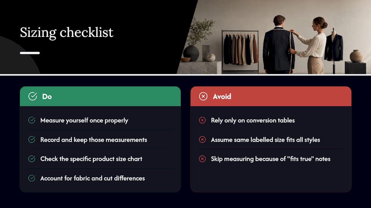 A sizing guide built on measurements, not guesswork — overview diagram