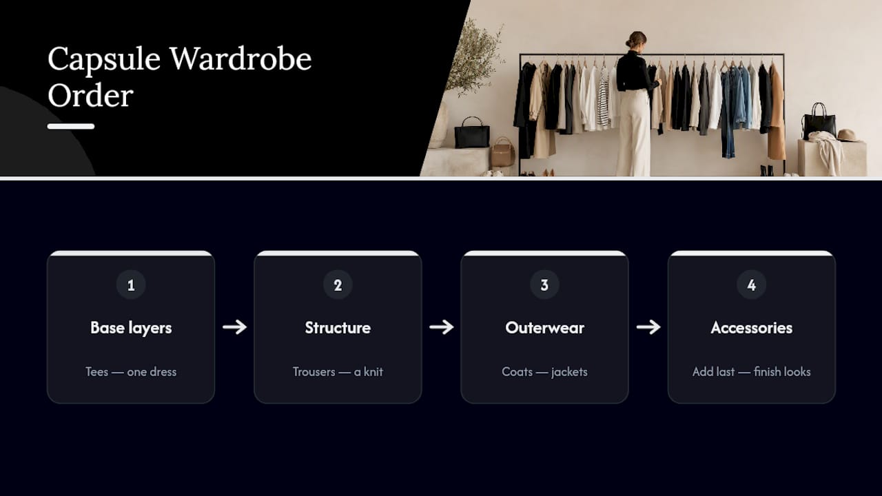Diagram of capsule wardrobe building steps