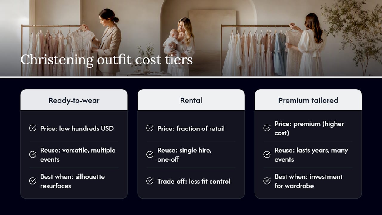 Diagram of christening outfit cost and usage options
