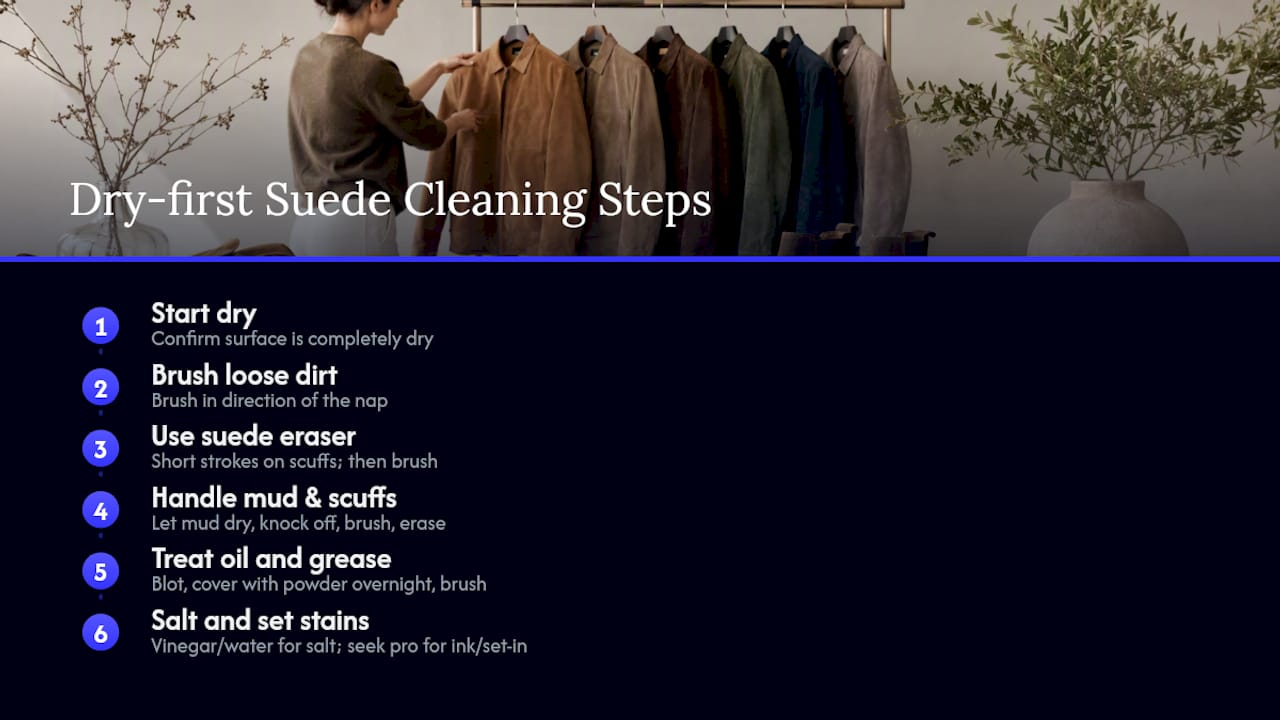 Step-by-step suede stain care process