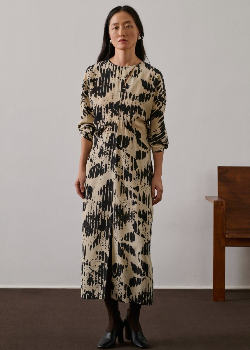 Francine Dress in Pale Yellow/Black