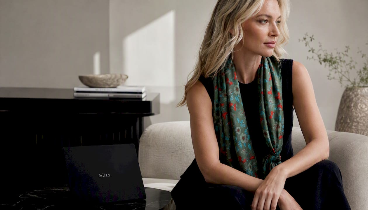 Flora Silk Scarf in Khaki