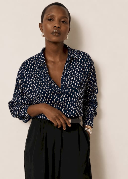 Chorus Blouse in Navy/White