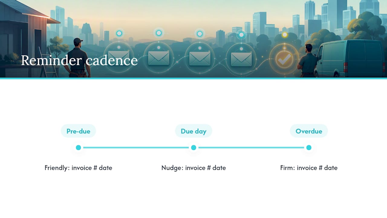 Three-stage automated invoice reminder cadence