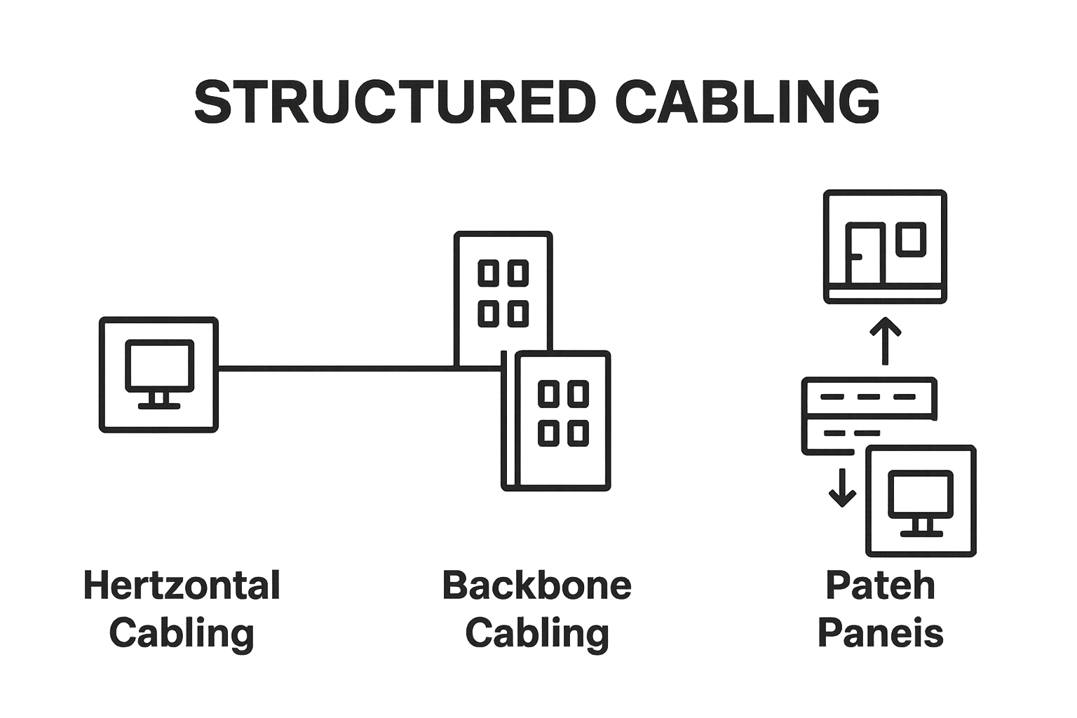 Infographic showing main components of structured cabling system