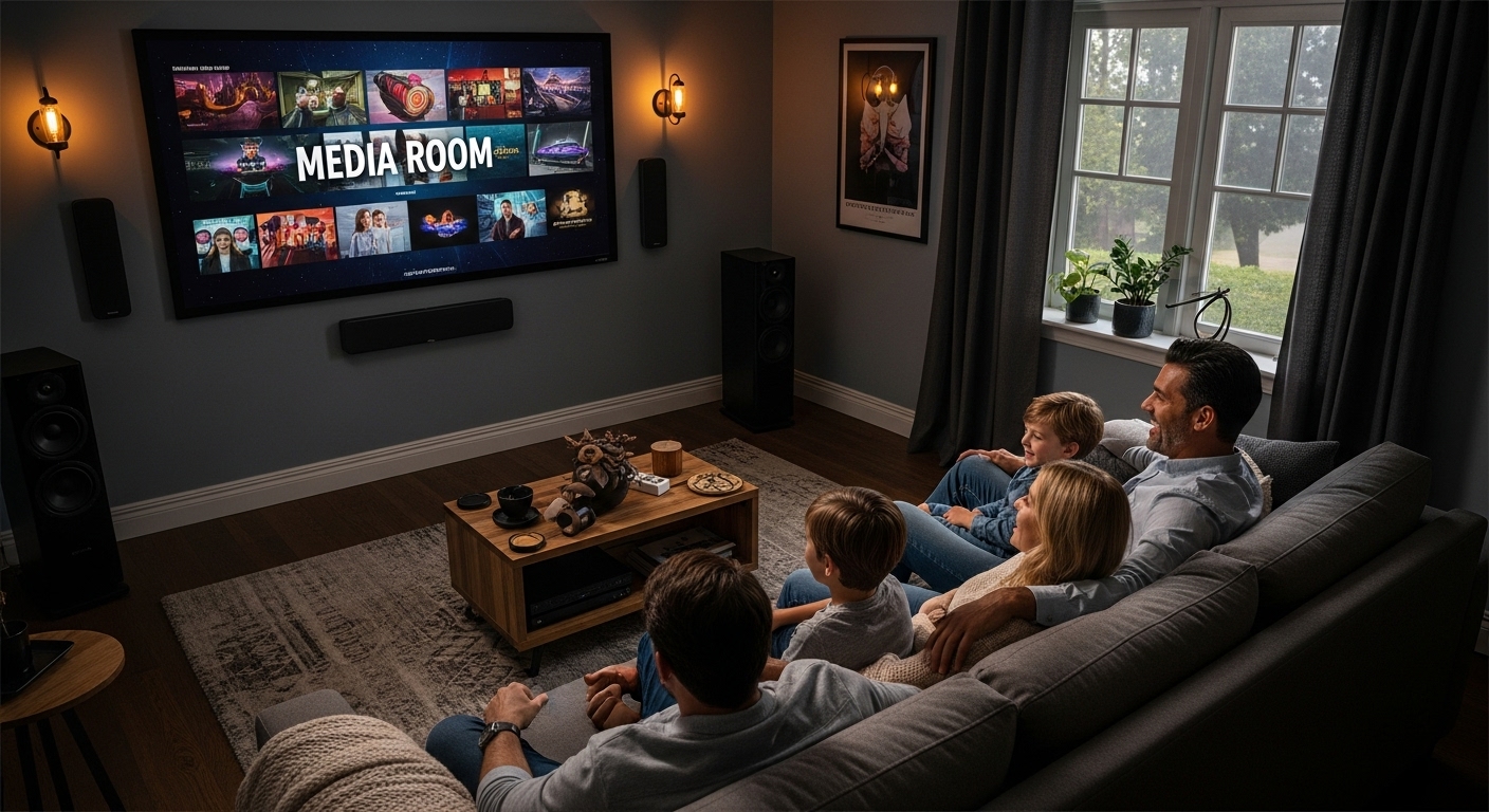 modern media room family