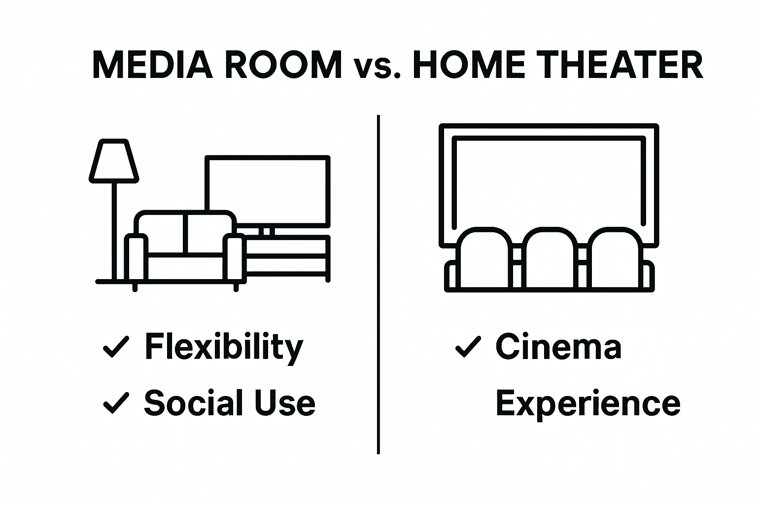 Comparison of media room and home theater features