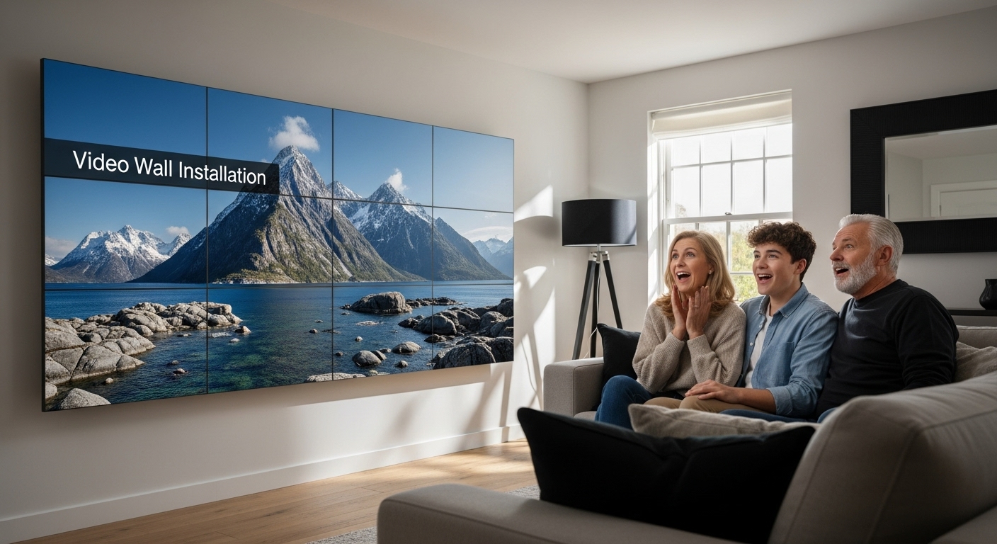 video wall installation living room