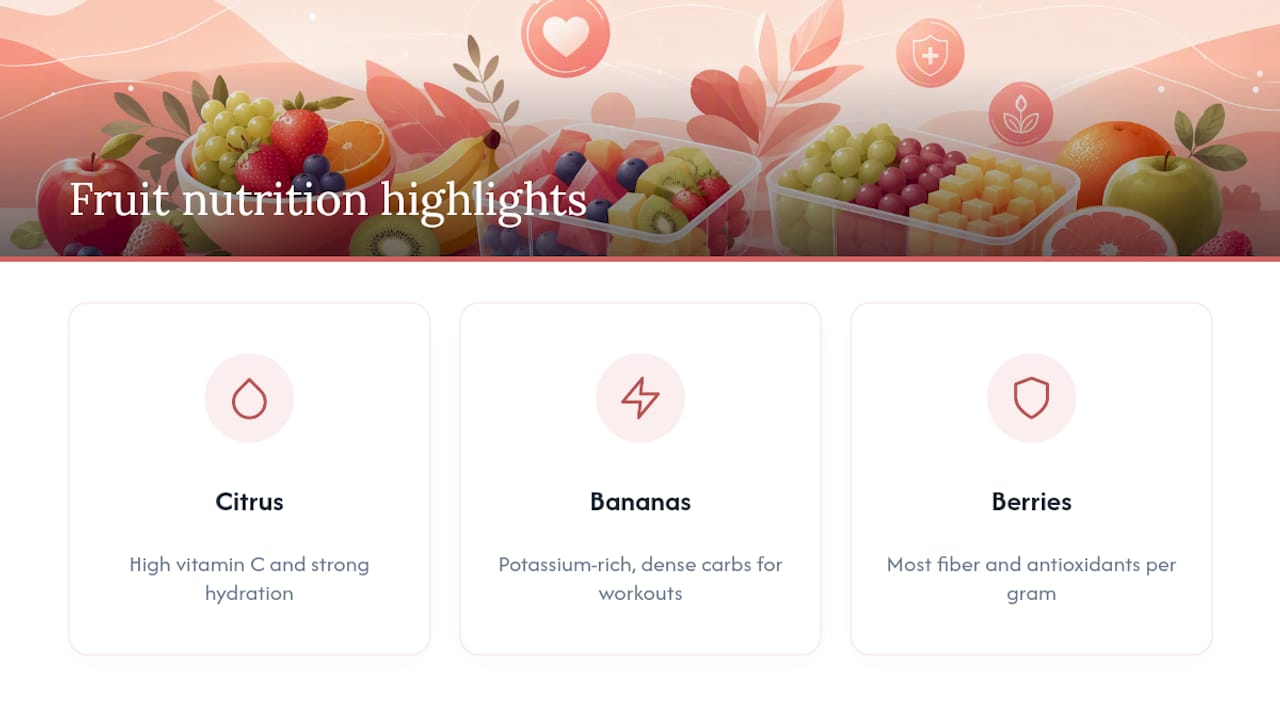 Nutritional comparison of citrus, banana, and berries