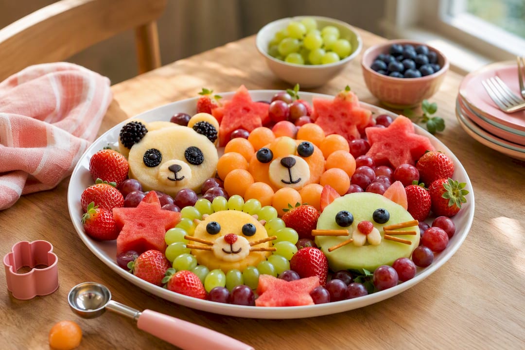 Animal-shaped fruit platter for children