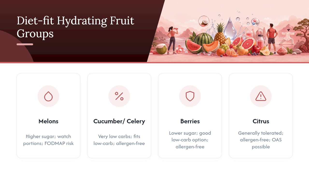 Comparison of hydrating fruits for different diets