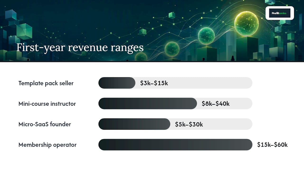 Comparison of digital product creator revenue profiles
