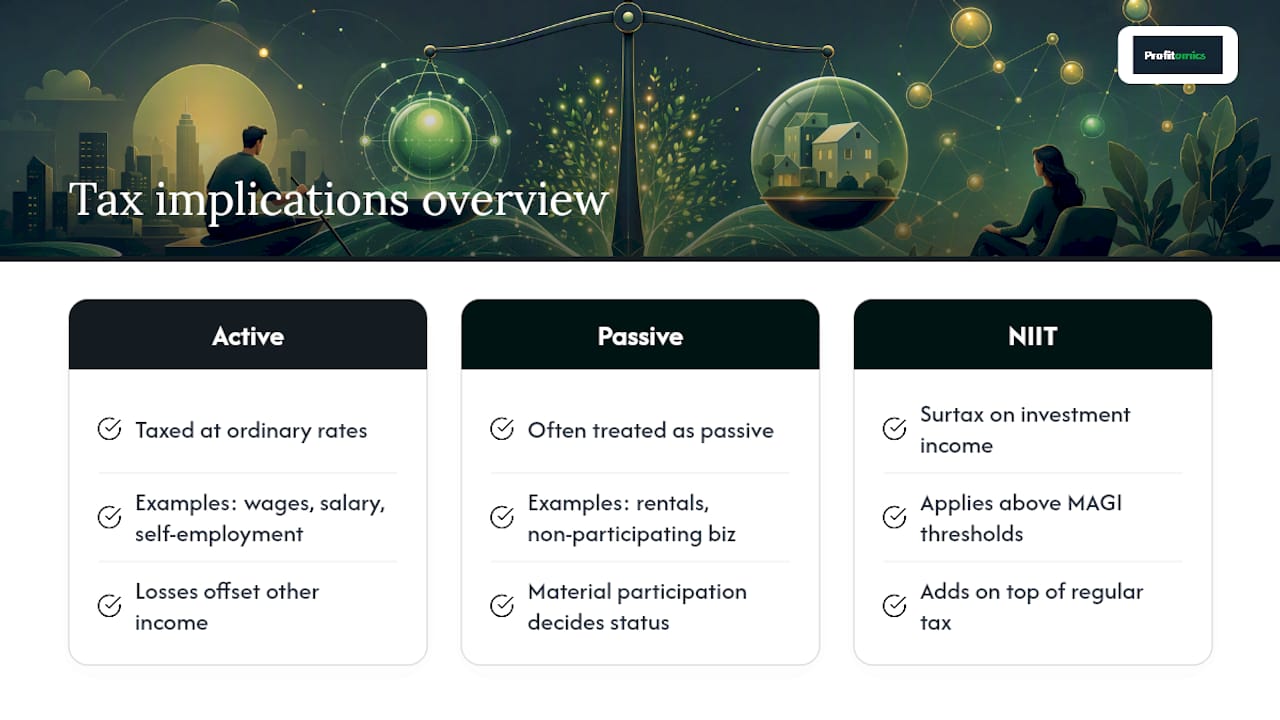 Tax Implications: Material Participation, NIIT, and Preferential Rates — overview diagram