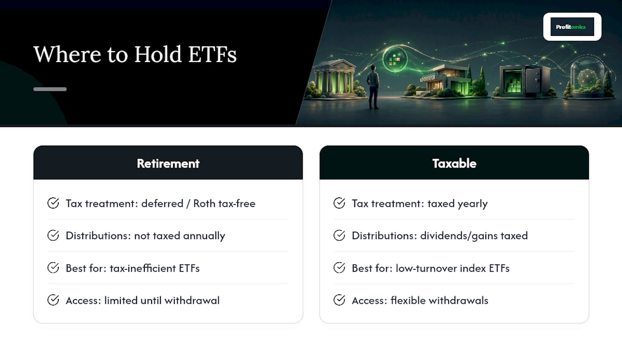 Should You Hold ETFs in a Retirement Account or a Taxable Account? — overview diagram