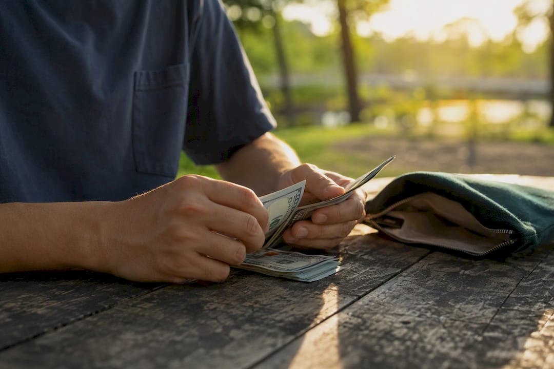 Hands counting cash for investment
