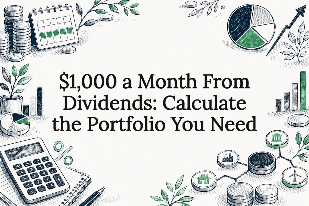 Decorative dividend portfolio title card illustration