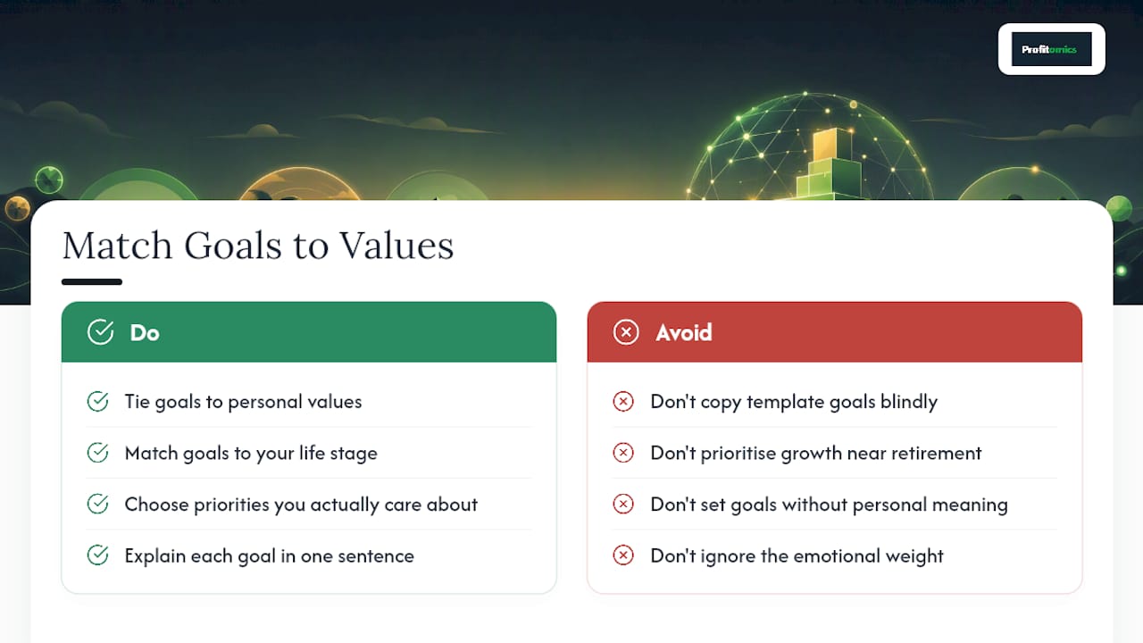 Matching Your Goals to Your Values and Life Stage — overview diagram