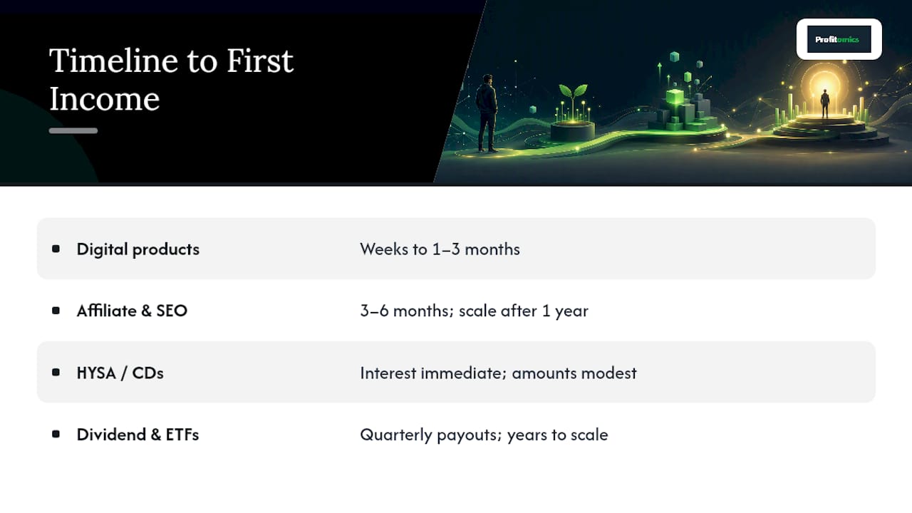 The Best Passive Income Ideas for Beginners, Ranked by Cost and Timeline — overview diagram