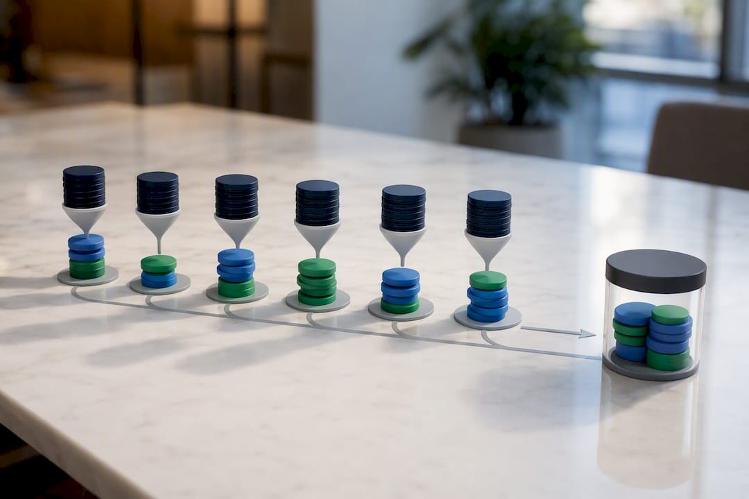Illustration of recurring investments and varying shares