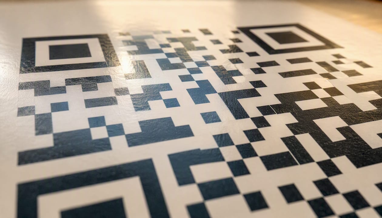 Detailaufnahme der einzelnen Elemente eines gedruckten QR-Codes