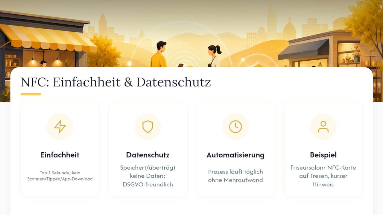 NFC ist die beste Balance aus Einfachheit und Datenschutz — overview diagram