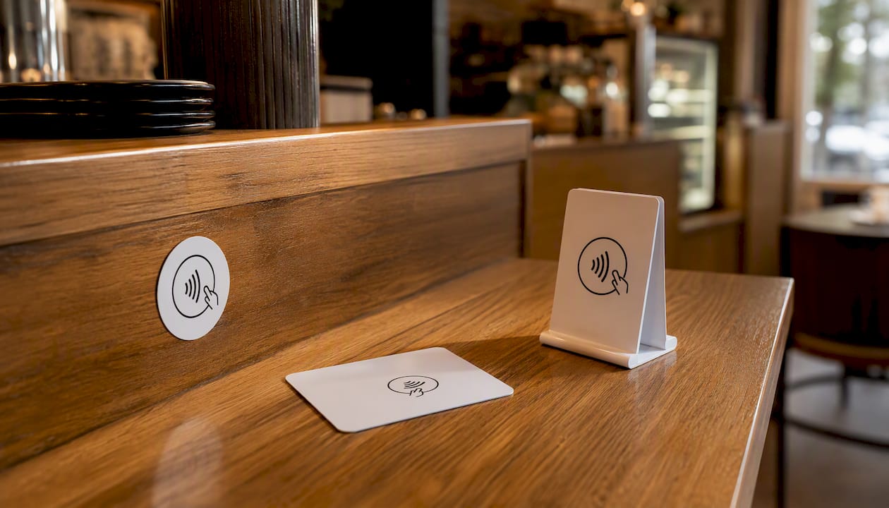 Verschiedene NFC-Tag-Formate an den Theken