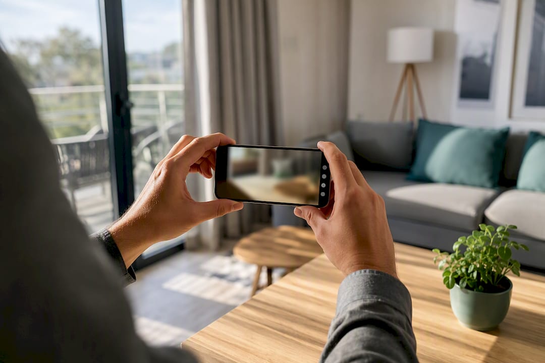 Smartphone used to document a turnover clean