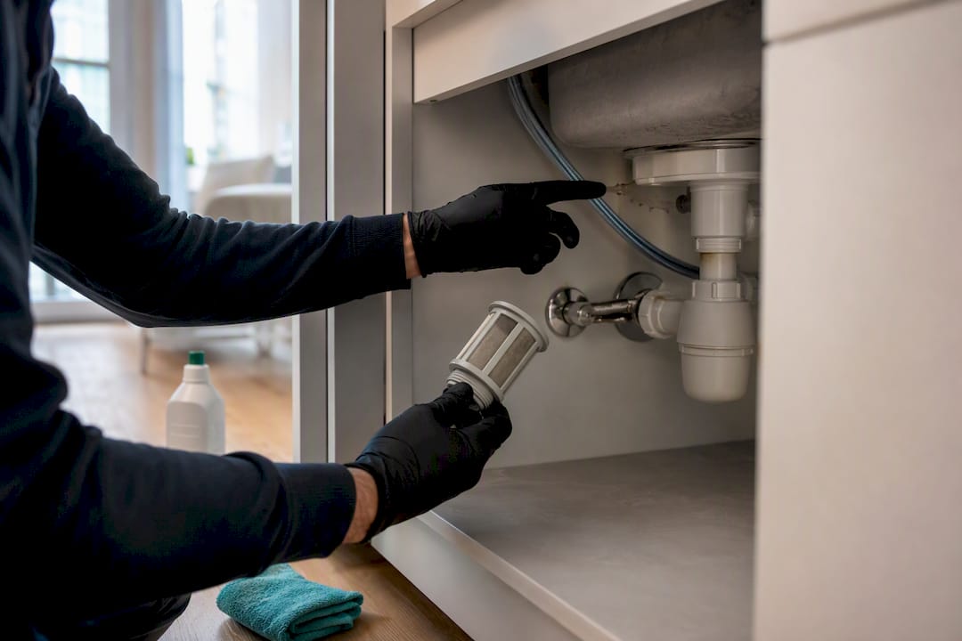 Recherche de fuite sous un meuble