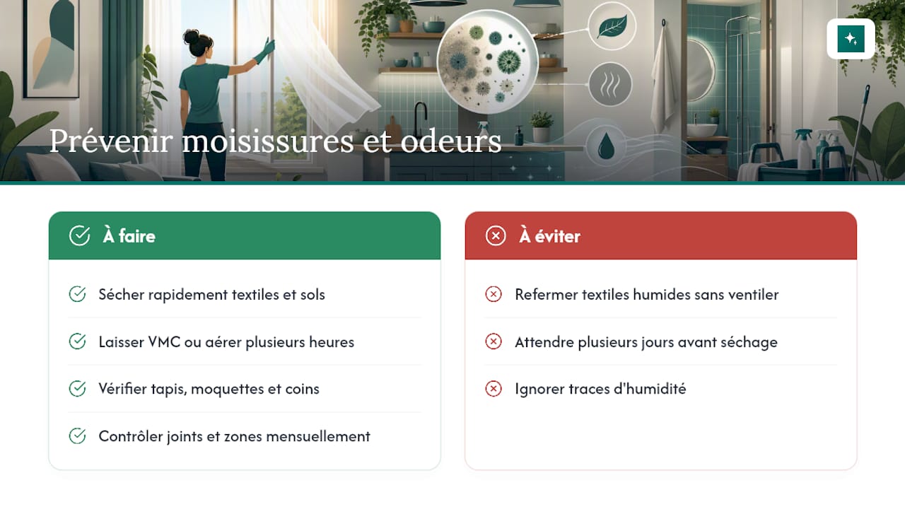 How to prevent mould and persistent bad odours after a party · overview diagram