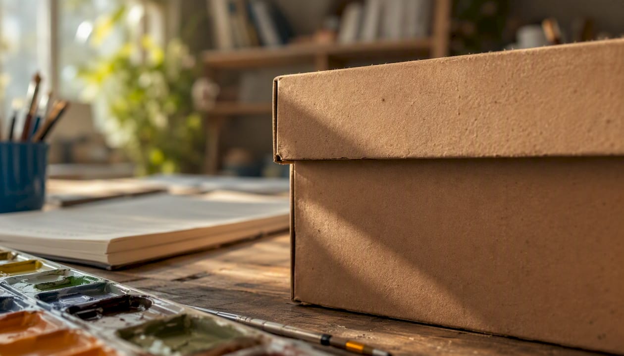 Close-up tactile packaging texture and typography