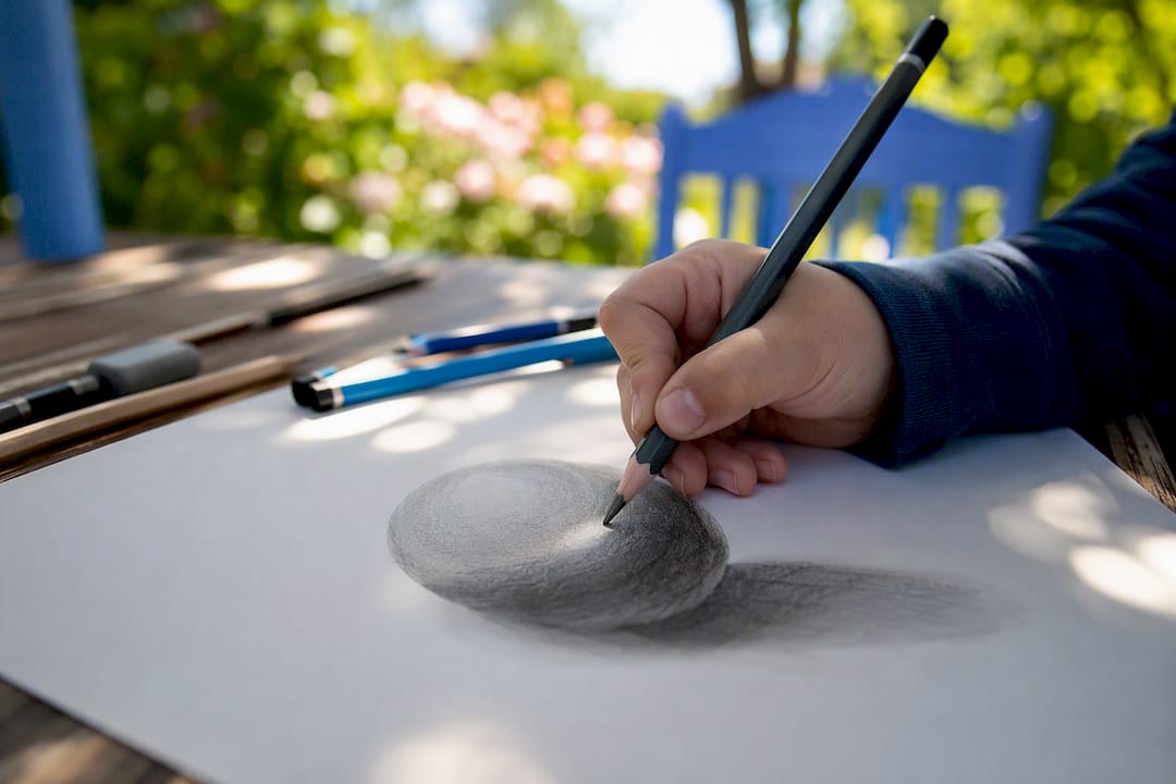 Child shading sphere drawing with reflected light