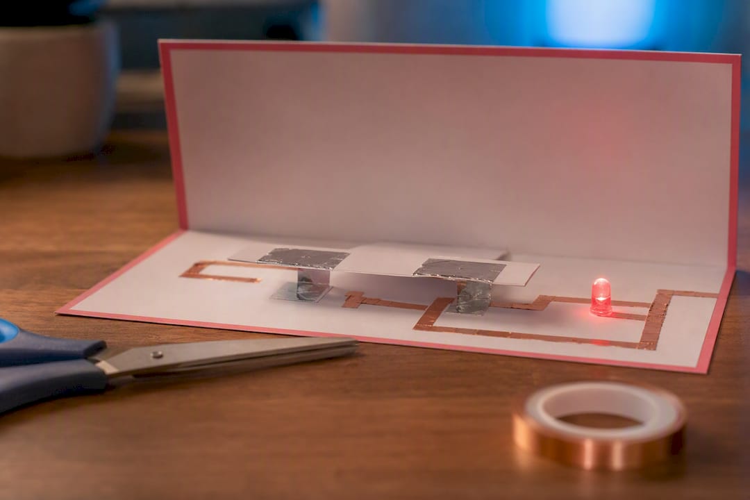 Foil pressure switch lighting paper circuit