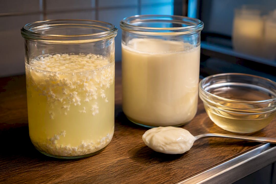 Fast vinegar curds beside slow yogurt culture