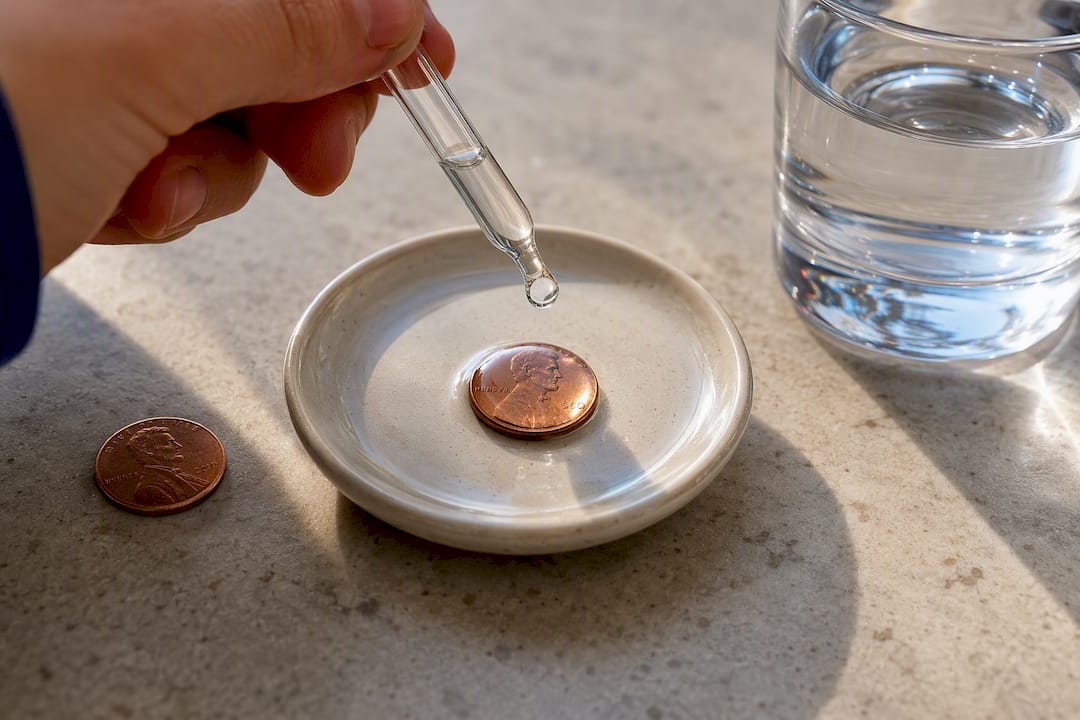 Water dome forming on a penny