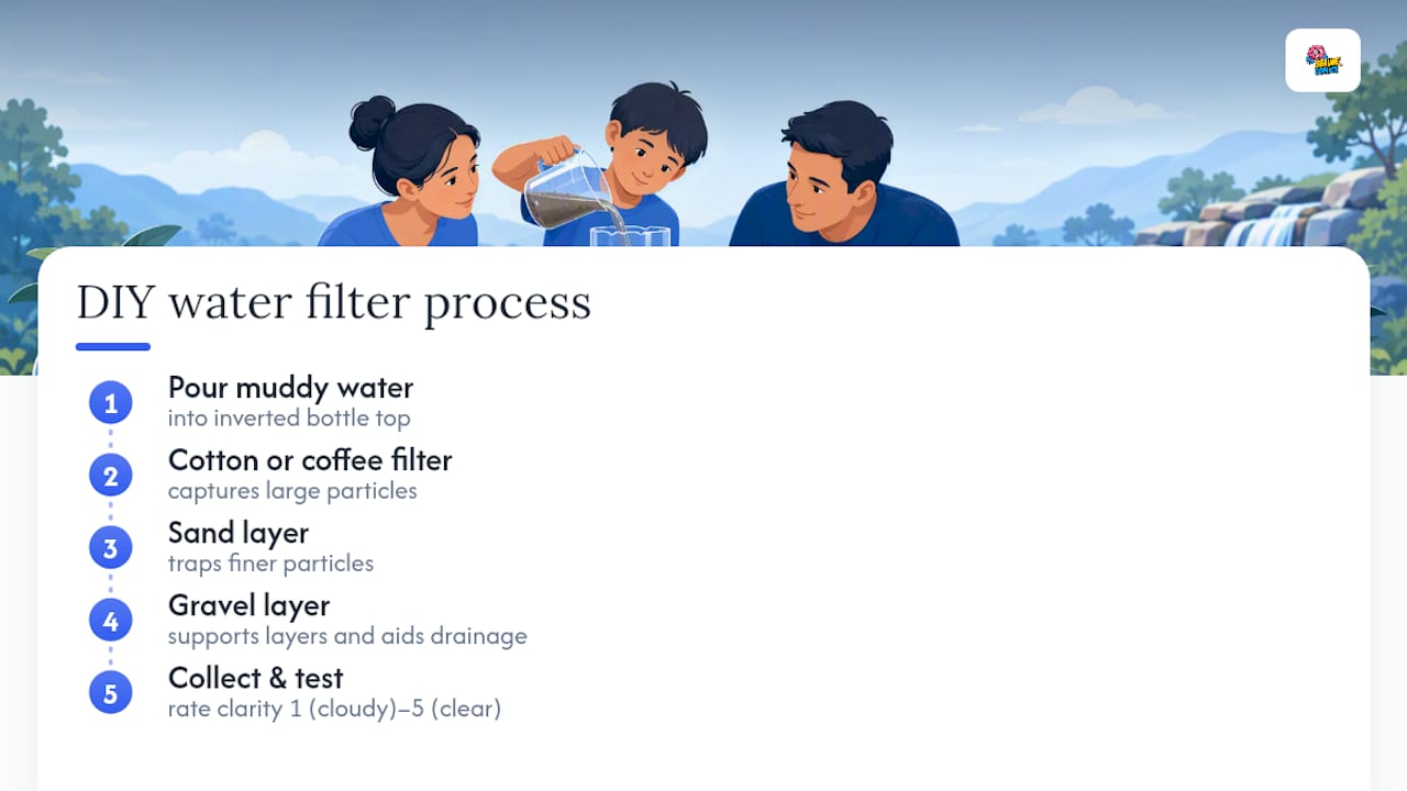 Layered bottle filter process diagram