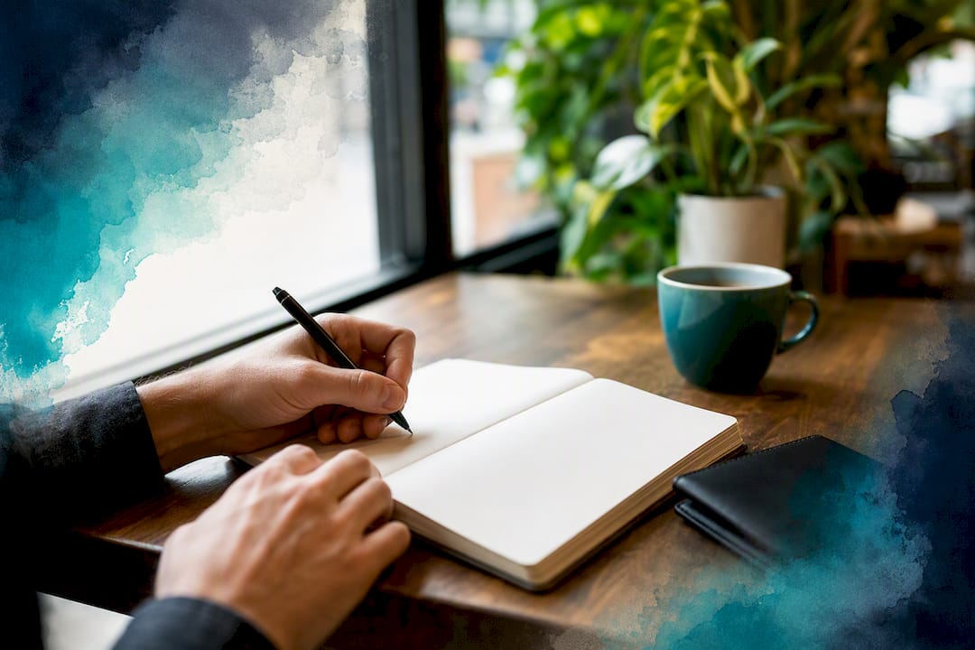 Hands writing context hints for ad campaigns
