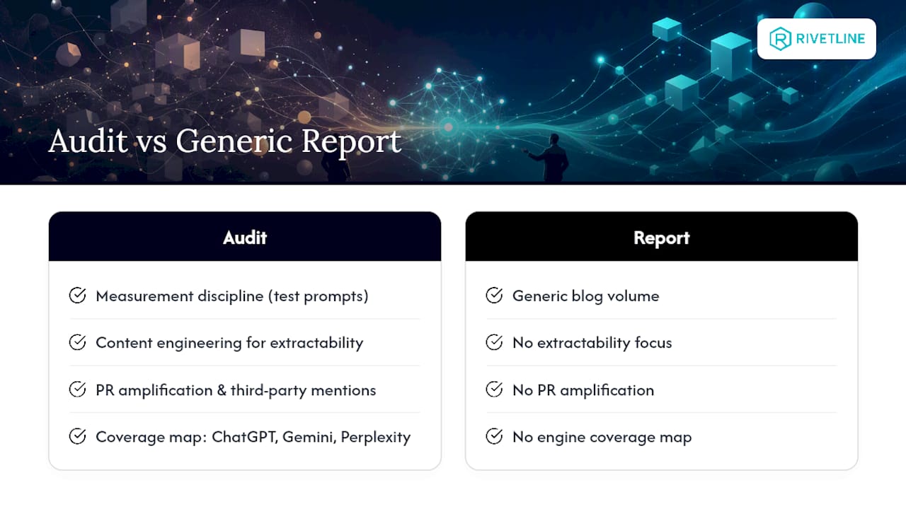 Get an AI Visibility Audit Instead of Another Report — overview diagram