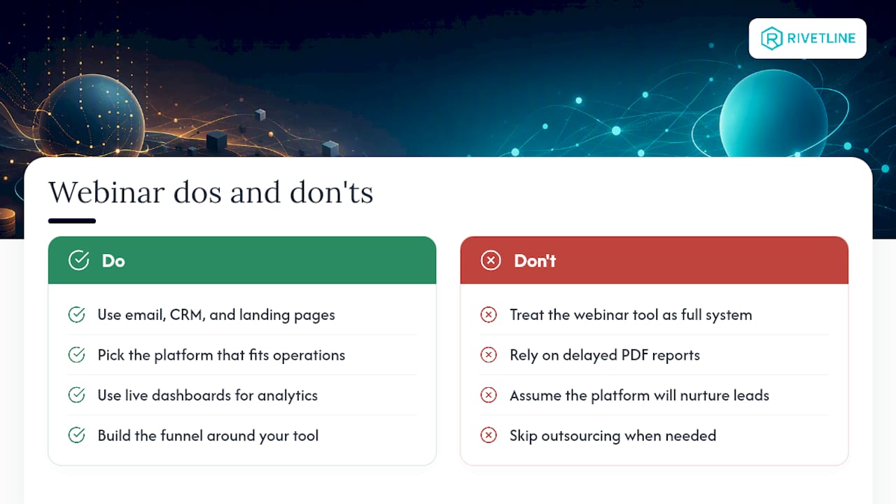 Rivetline's Take: Stop Treating Webinars Like Marketing Systems — overview diagram