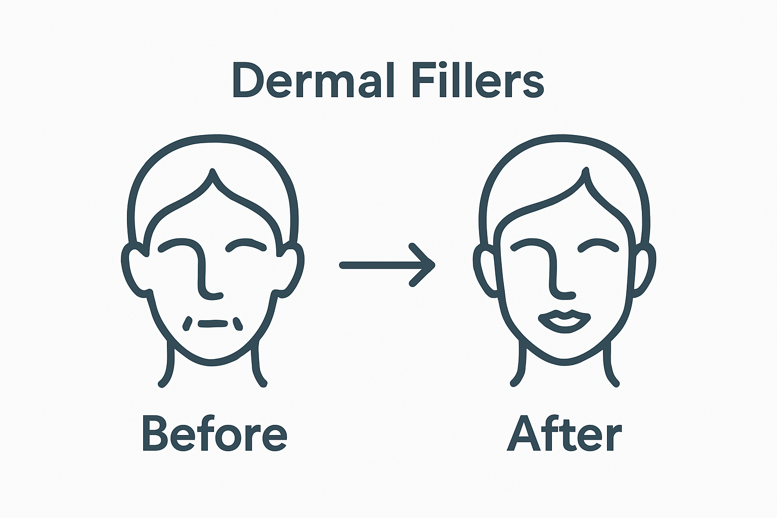 Simple before and after dermal filler result graphic