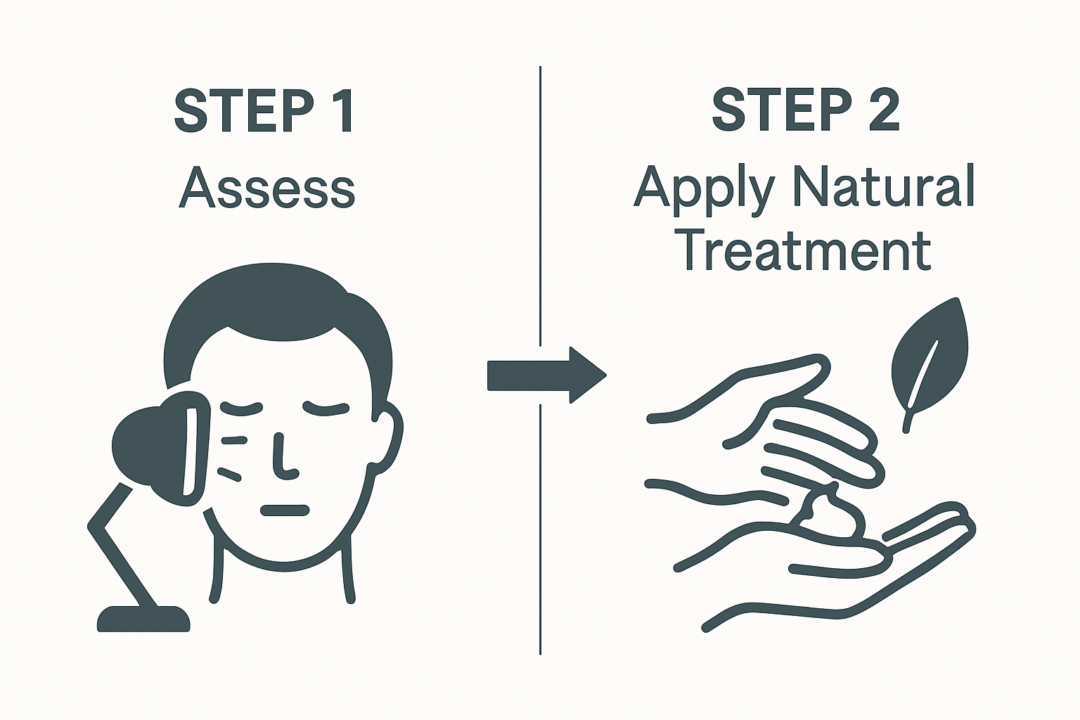 Visual guide: assess skin, then apply natural treatment