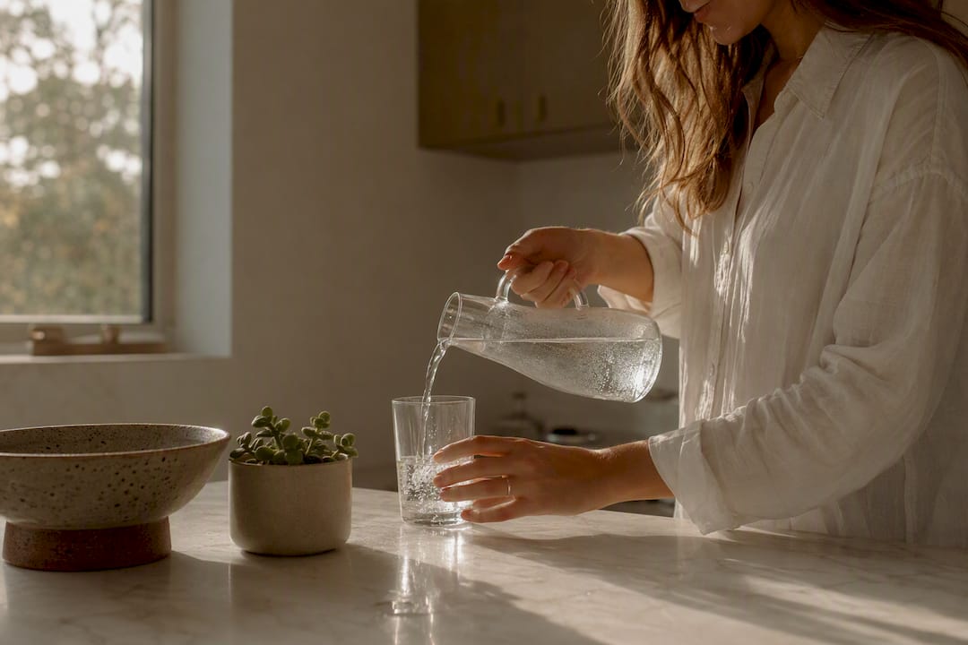 Woman pouring water into a glass