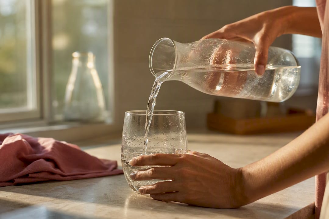 Hands pouring water during heat therapy