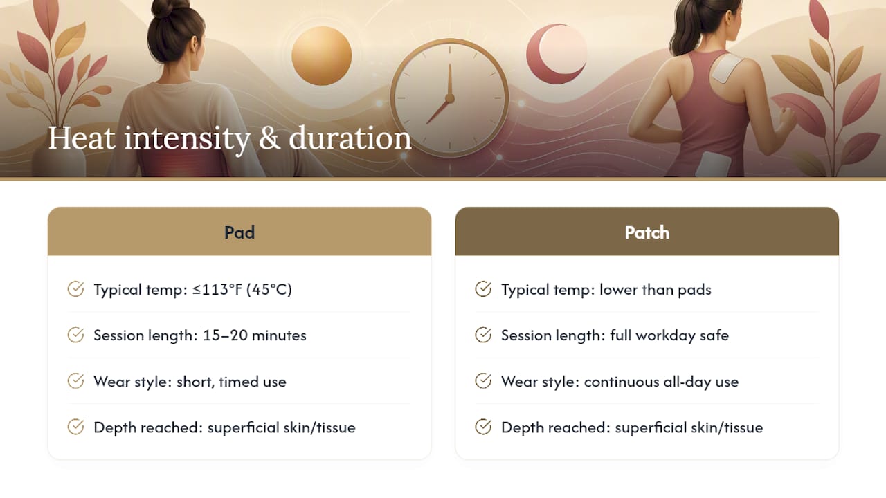 Heating pad and patch heat safety comparison