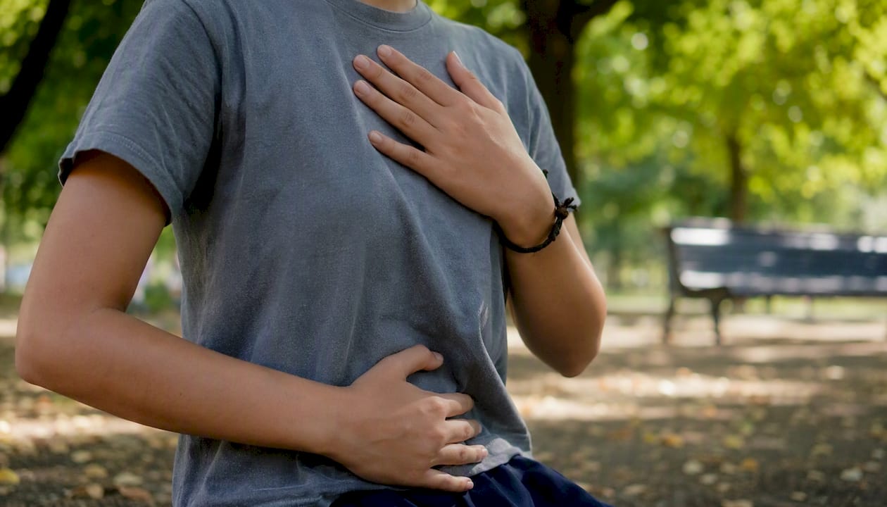 Youth hands doing mindful breathing exercise